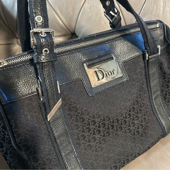 Christian Dior Vintage black canvas Diorissimo Boston bag Satchel Project Bag - Picture 8 of 13